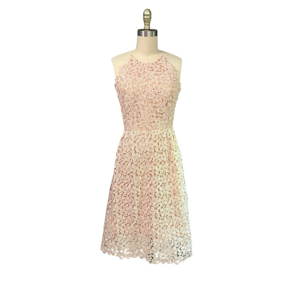 Hitherto BHLDN Lace Crochet Blush Pink Cottagecore Dress SZ 2 $240